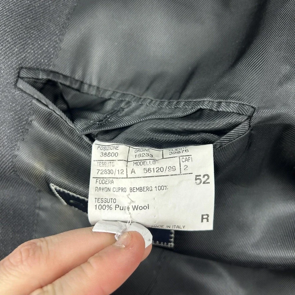 Canali Overcoat Mens 42R Black Wool Single Breasted Water Resistant Italy‎